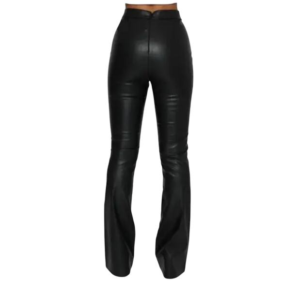 WHITE FOX VEGAN FAUX LEATHER PANTS HIGH RISE BOOT CUT WOMEN'S MEDIUM  BLACK NWT - Picture 3 of 16